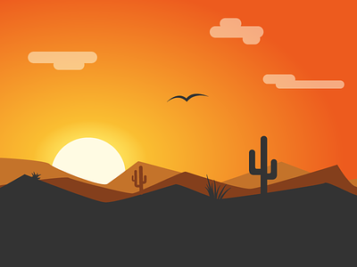 Desert Sunset cactus creative market desert orange silhouette sun sunset