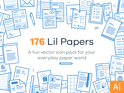 Lil Papers - 176 paper icons creative market document icon icons layout lil squid paper