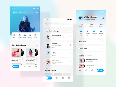 Music concept blue clean music music app