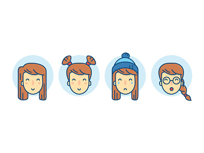 Emotions icons emotion face flat girl happy icon outline sad smile surprise