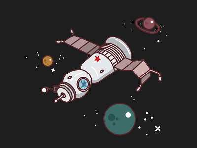 Little Red Comrad - illustration astronaut building illustration planet pluto russia space spaceship star