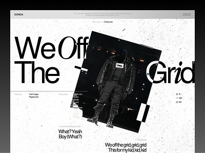 Kanye West — Donda Website Concept composition design donda grunge hip hop kanye west music playboi carti rap texture track typography ui uiux universal ux web website ye yeezus