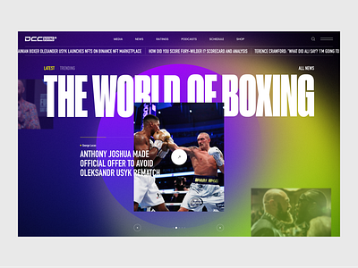 DCC Boxing — Web Journal aj boxing concept design fight gradient layout news portal sport startup trend typography ufc ui uiux usyk ux web website