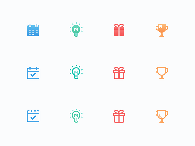 icons bulb calendar gift icon trophy ui