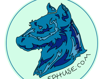Beardogblue By Edward Huse Plain Badge 6 Copy2 animal bear blue dog gaze imaginary
