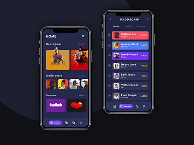 Leaderboard daily 100 challenge dailyui dark theme design game app games gaming mobile mobile app ui ux