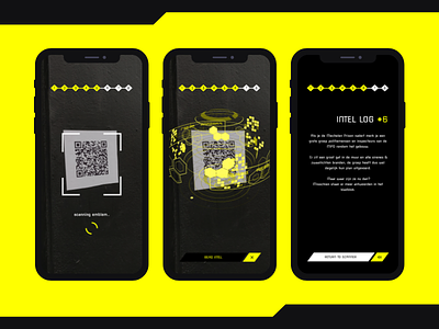 AR 'Search through the City' game app branding concept cyberpunk design mockup ui ux