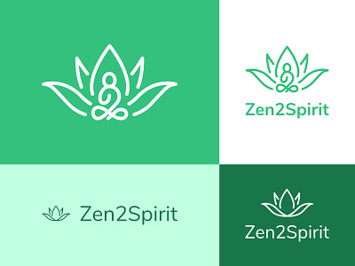 Zen2Spirit brand brand design branding clean concept flat graphic design icon illustration logo logo design lotus minimal nature relax simple spirit vector wordmark zen
