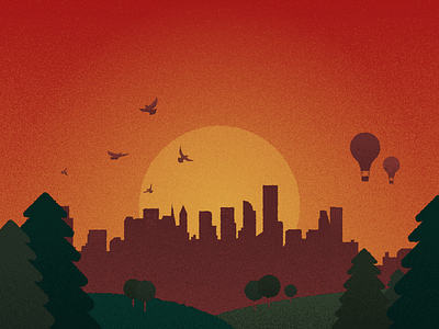 Stunning Sunset grain illustration sunset