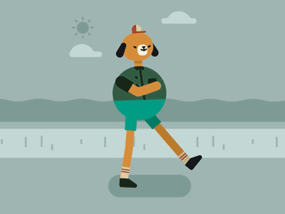 Summer animation dog gif loop mograph motion motion graphics summer sun vector walk cycle walking