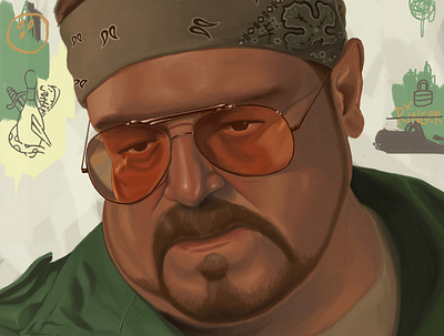 Walter Sobchak (The Big Lebowski) big lebowski digital illustration digital painting drawing green illustration illustration art john goodman movie art photoshop art portrait art portrait illustration