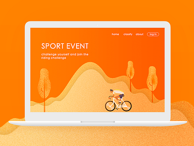 Webpage design bicycle cycling hill orange page people project sport tree typesetting web