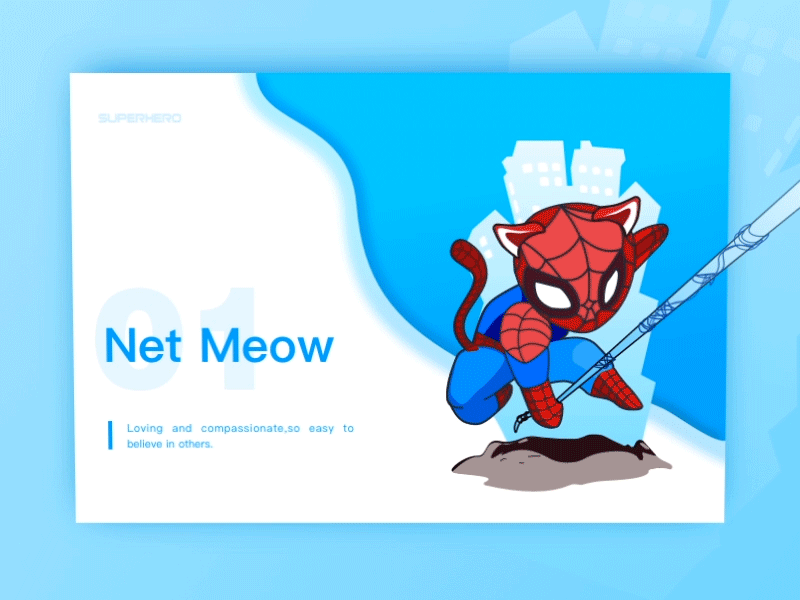 Net Meow cat compose design gif heroes illustrations marvel spiderman super type web