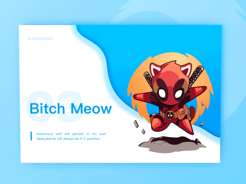 Meow meow meow of the superhero meow series cat compose design fire gif heroes illustrations marvel super type web