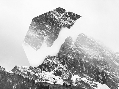 Snowy mountain - Geometric landscapes clouds dark gray fog geometric geometric landscapes grey landscape mountain snow white