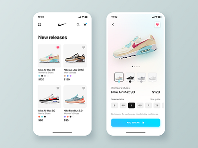 Nike Shoes | App Design Concept app aurora cards ecommerce mobile app modern design nike shoes shop ui ui design