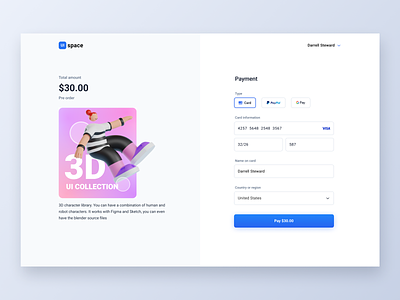 Payment Page by Credit Card clean ecommerce ecommerce business form design form field forms minimal payment payment page shop shopping single product ui web design