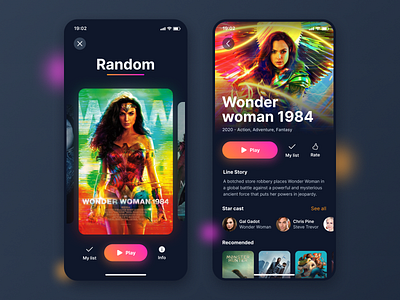 Random Movies App Concept app aurora cards cinema design film minimal movie movies movies app ui
