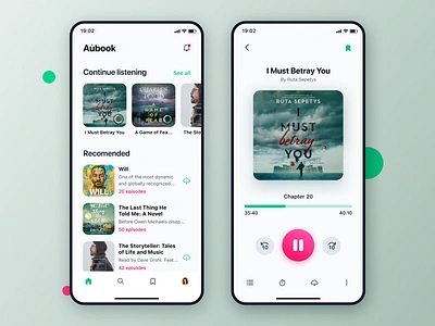 Audio Books App Concept app audi books audio aurora book books card clean home minimal player podcast ui