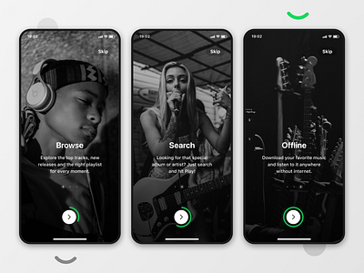 Onboarding - App Music app music dark intro intro app mobile music onboarning spotify ui