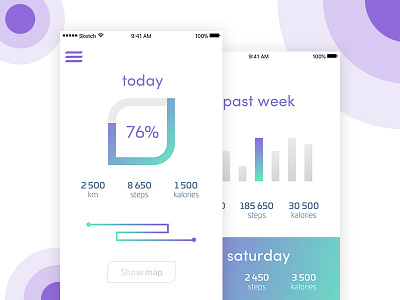 Walktime app gradient health mobile ui ux walking