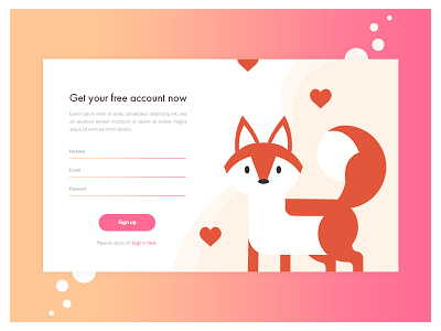 Sign up fox gradient sign up signup ui
