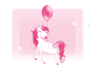 Unicorn with a balloon ballon illustration pink pink unicorn unicorn unicorn ballon