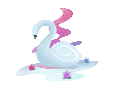 Swan bird colorful design gradient illustration lotus noise procreate swan swimming uiux water