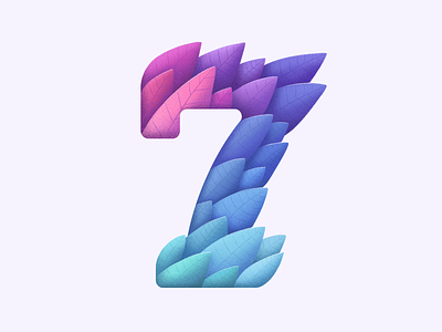 Seven colorful depth exploring feathers illustration leaves number procreate purple seven