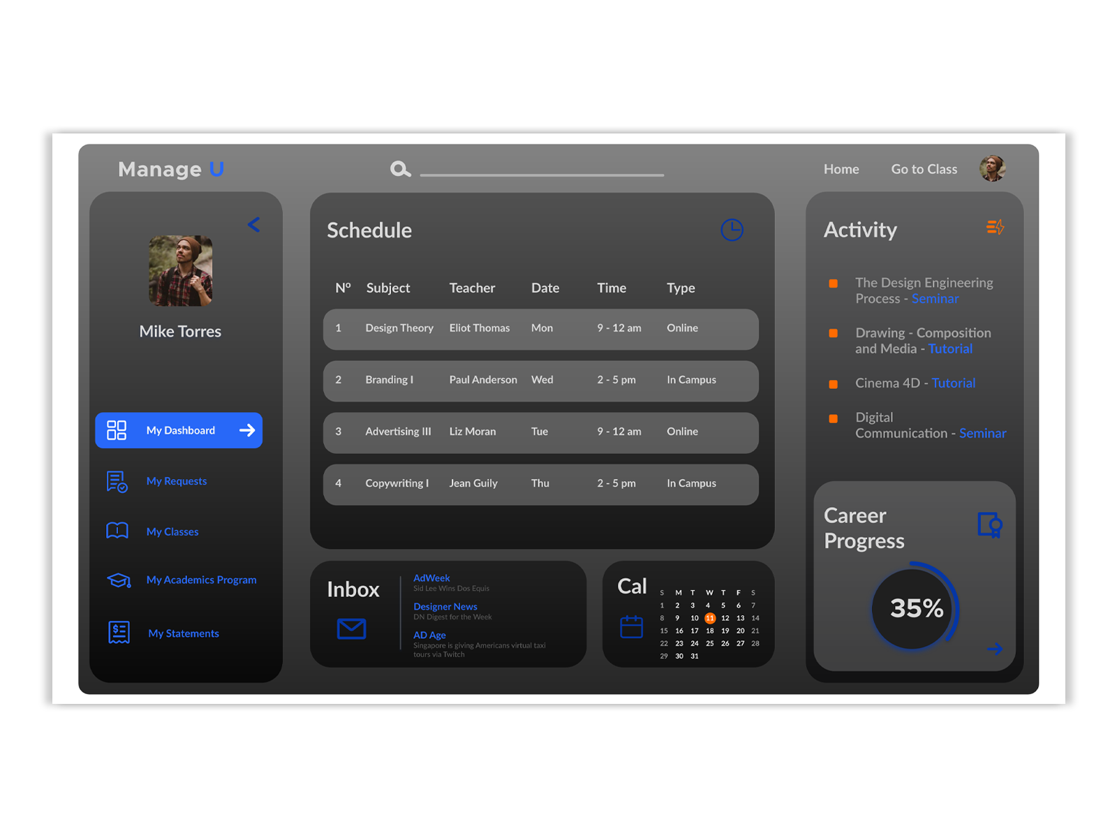 User Profile Dark Mode by Juan VLASKZ on Dribbble