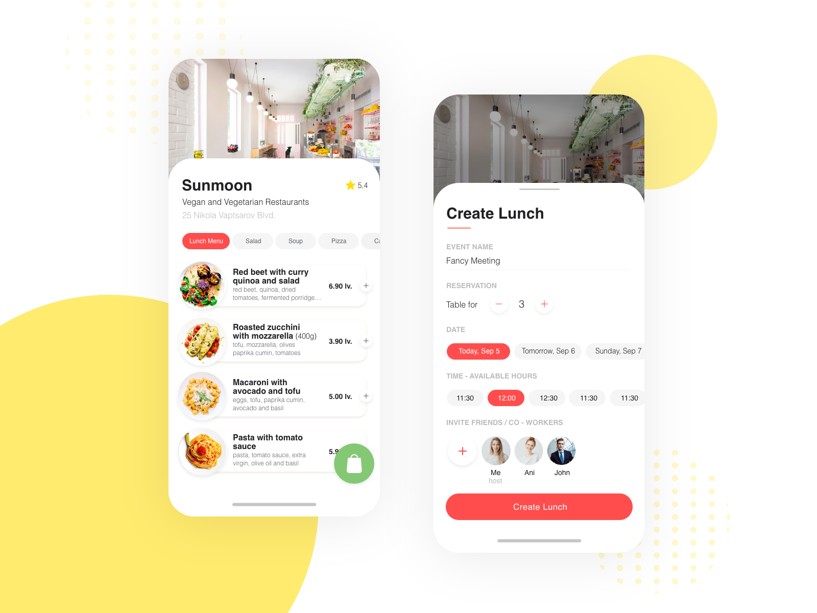 Lunch app by Yordanova for StanVision UI/UX Design Agency