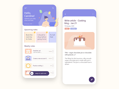 Daily Notes Application android app application blue dailyui design flat graphic design icon illustration iso notes notesapp ui uiux ux