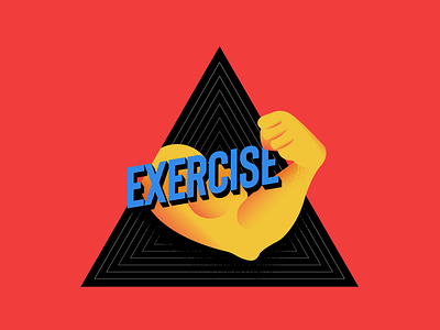 Exercise Motivational Illustration Design biceps exercise fist flat geometric illustration logo motivational muscles poster pump shape textured triangle typographic typography working out workout