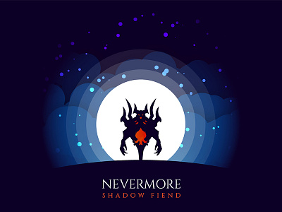 Nevermore - Dota Silhouette Moonlight Vector Illustration art flat graphic design illustration light moon moonlight night silhouette sky stars vector