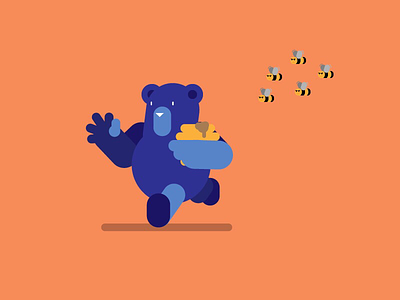 Bear and Bees character character design color design dribbble flat design graphic illustration illustrator minimal vector