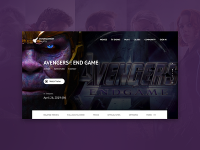 Movie website landing page