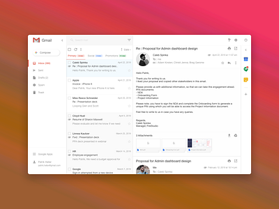 Gmail Redesign app concept dailyui dashboard email gmail redesign ui userinterface ux white