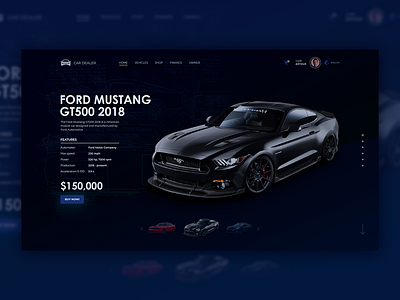 Ford Mustang GT500 (2018) - Concept Landing Page car design ford mustang inspiration muscle car mustang uiuxdesign webdesign