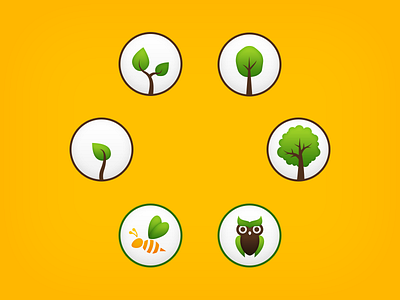 Experience badges badges bee forest gamification grow owl status tree