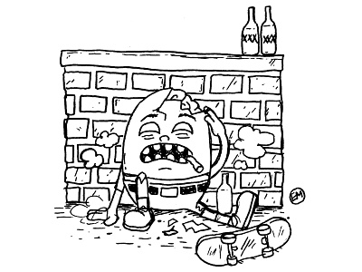 Humpty Dumpty IRL cartoon character art egg health humpty dumpty illustration ink inktober inktober 2018 insurance skateboard