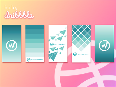 Hello, Dribbble! + Poster designs blue debut first shot gradient hello invite pink poster willowtree