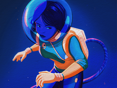 Space girl astronomy blue character character design color digitalart earth face illustration people planete sky space stars woman