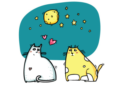 Cat's Love animal art cat cats clipart design illustration illustrations love prints stickers valentine valentine day zooza