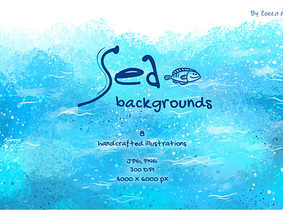 Sea backgrounds background design illustration illustrations ocean sea water watercolor waves zooza