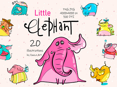 Little Elephant animal clipart design elephant illustraion illustration illustrations prints stickers