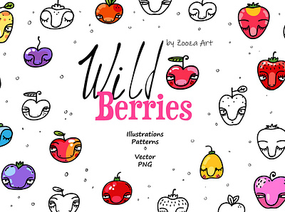 Wild Berries barry berries berry design illustration illustrations logo prints stickers zooza