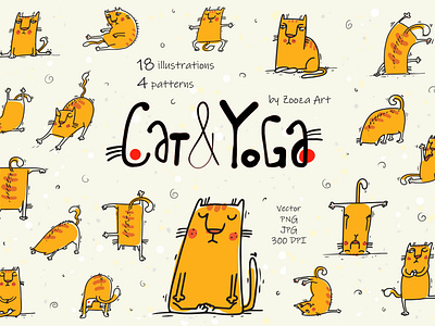 Cat & Yoga illustrations