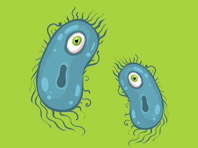 Bacteries in panic animal bacteria bacteries blue clipart eye green health illustration illustrations munk prints stickers viruses zooza
