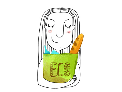 Eco girl avatar clipart design ecology ecommerce face food fresh girl illustration prints stickers zooza