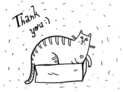 Thank you! box card cat thanks